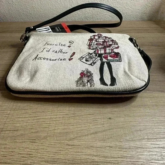 NWT Brighton Crossbody Bag Shopping Scottie Dog Sketchbook Art Canvas NWT - Picture 2 of 8